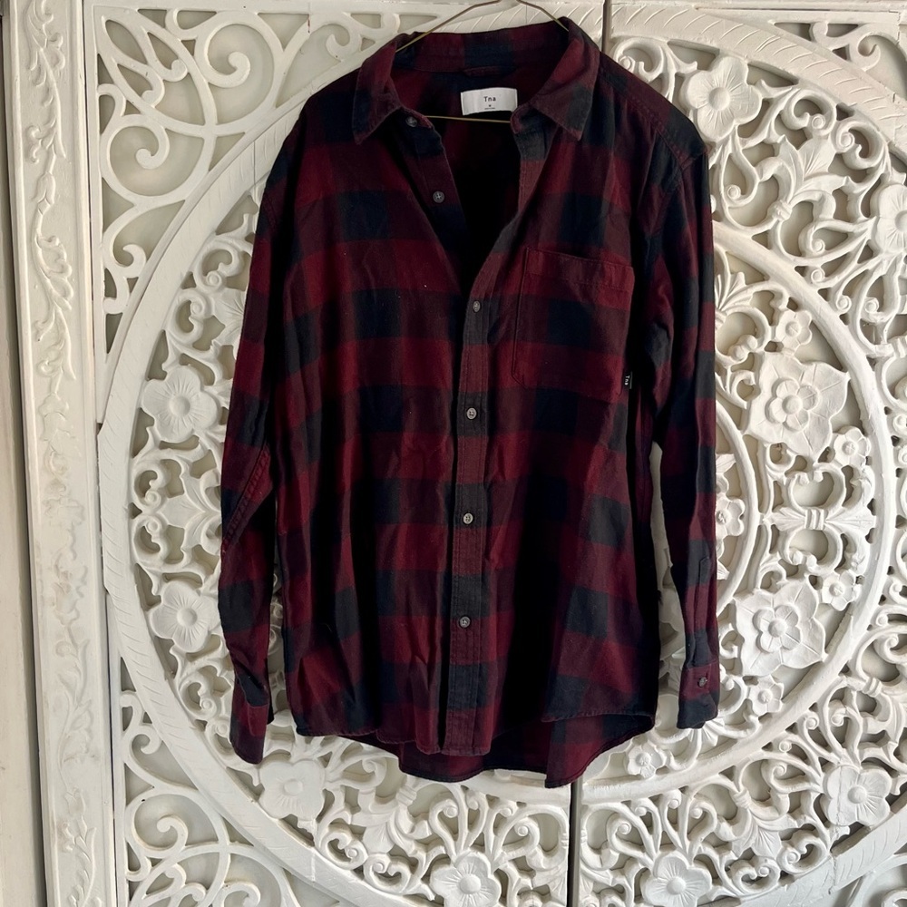 TNA Aritzia Soft Plaid Boyfriend Flannel Shirt Medium